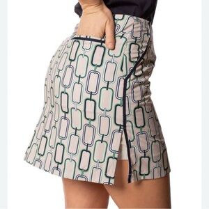 Golftini PFLG Let Go Performance Skort  Size 14 Beige Print w UPF30+
